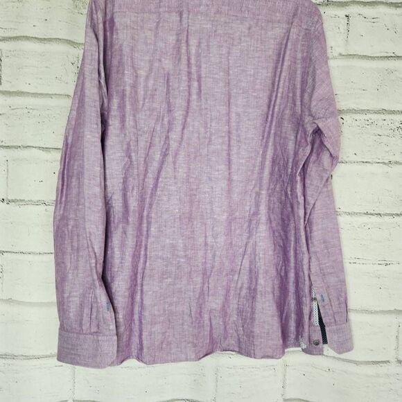 Ted Baker London Linen Blend Longsleeve Button Down Shirt Purple Size 5 XL - Picture 8 of 11
